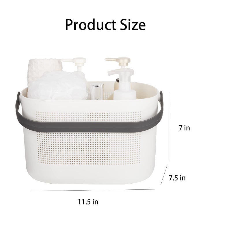 UUJOLY Plastic Storage Baskets with Handles, Shower Caddy Shelf Organizers Basket for Bathroom, Kitchen, Dorm Room, Grey - Image 4